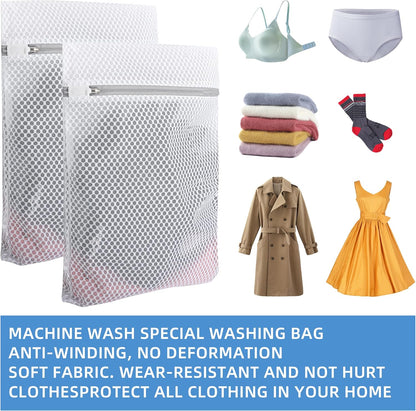 Laundry Bags 4 Pcs Mesh - 12 x 16 Inches, Durable Zipper Mesh Wash Bags for Delicates & Traveling