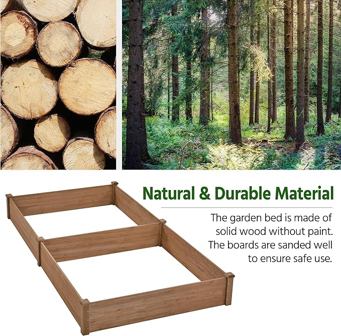 Yaheetech 8×4ft Wooden Horticulture Raised Garden Bed Divisible Elevated Planting Planter Box for Flowers/Vegetables/Herbs in Backyard/Patio Outdoor, 93 x 48 x 10in, Dark Brown