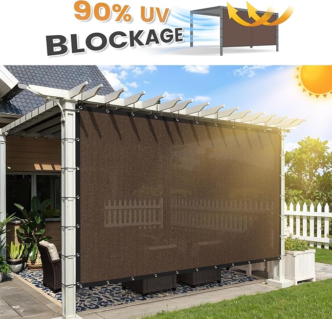 VICLLAX Shade Fabric Sun Shade Cloth with Every 2 FT Grommets for Patio Garden Pergola Cover Canopy 11x13 FT, Mocha