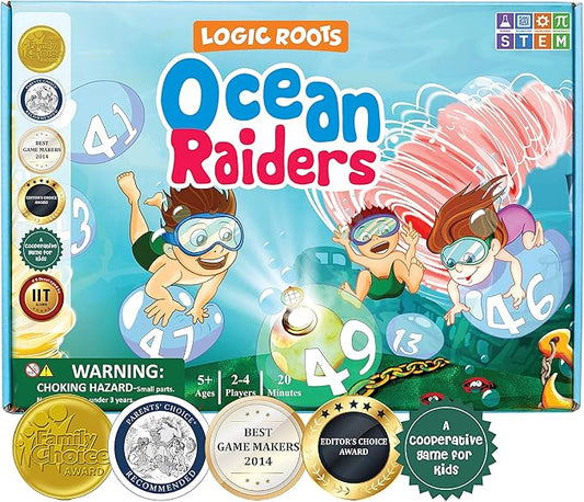 Ocean Raiders Number Sequencing & Addition Game - Fun Math Board Game and STEM Toy for 5-7 Year Olds, Perfect Educational Gift for Kids (Boys & Girls), Home Schoolers, Kindergarten & Up