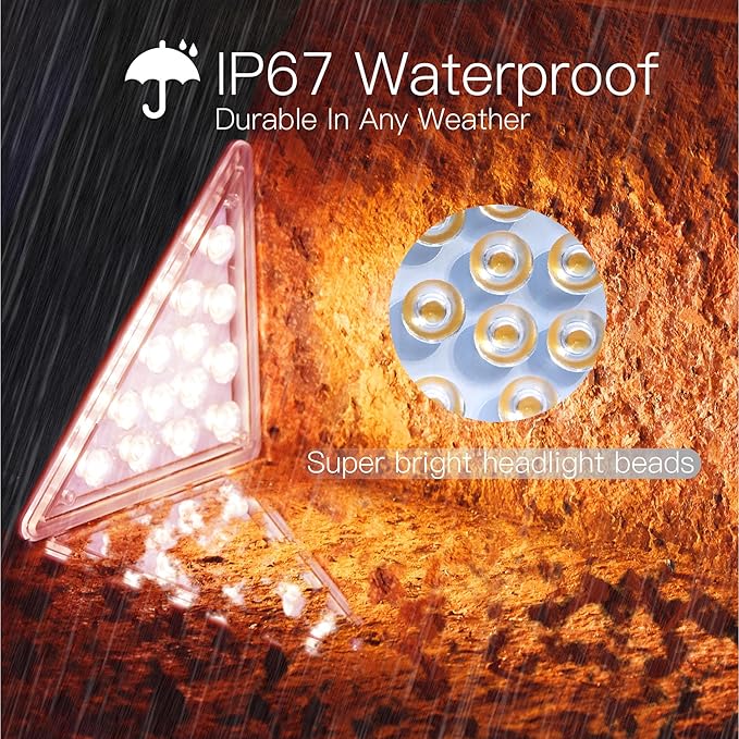 Solar Step Lights 6-pack with Solar Outdoor Stair,Porch,Patio,Yard,Deck & Pathway Adjustable Brightness (Warm White)