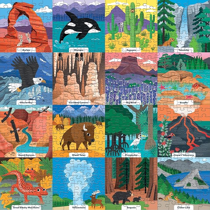 Little Park Ranger 500 Piece Family Puzzle from Mudpuppy - Beautifully Illustrated Portraits of U.S. National Parks, 20" x 20", Provides Hours of Puzzling Fun, Ages 8+, Puzzle Image Insert Included