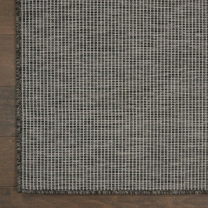 Nourison Positano Indoor-Outdoor Charcoal 6' x 9' Area Rug, Easy Cleaning, Non Shedding, Bed Room, Living Room, Dining Room, Backyard, Deck, Patio (6x9)