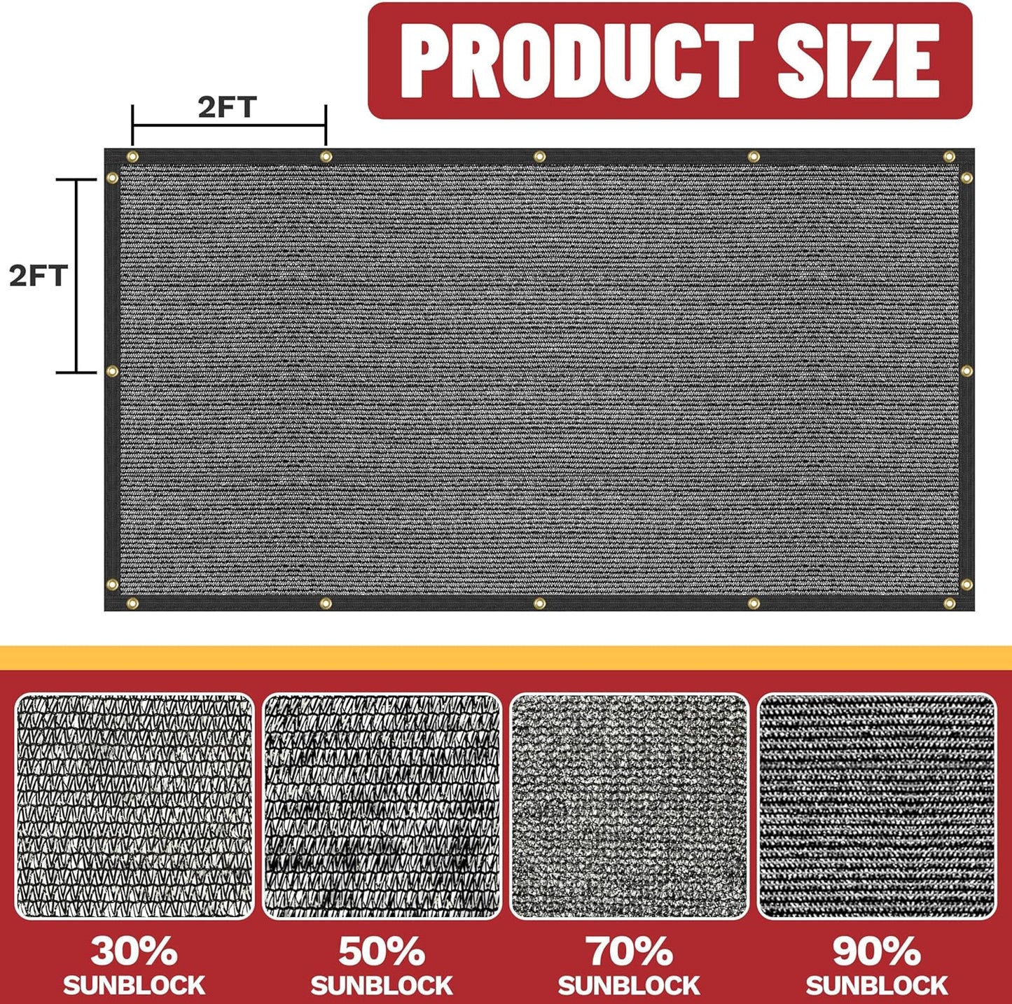 ShadeMart 50% Shade Cloth for Plant, Black 2FT x 7FT Custom Size Outdoor Shade Tarp, Shade Cover with Upgrade Grommets and Zip Ties, Netting Sunblock Net for Vegetables Flower Garden Greenhouse