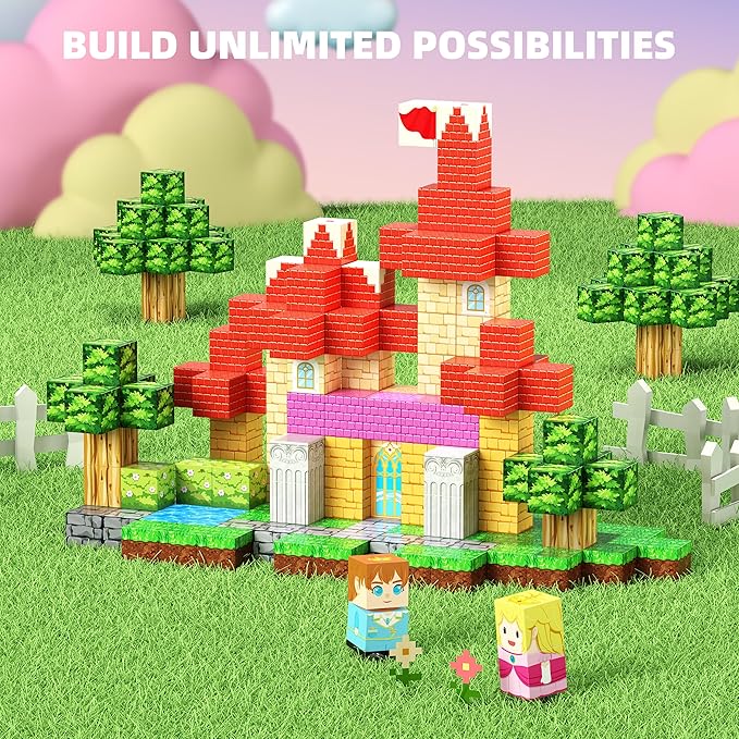 200PCS Magnetic Blocks, Magnetic Building Blocks, Princess Castle Building Set, STEM Learning Toys for Kids Ages 3-8,Birthday Gifts for Boys and Girls