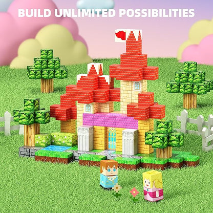 200PCS Magnetic Blocks, Magnetic Building Blocks, Princess Castle Building Set, STEM Learning Toys for Kids Ages 3-8,Birthday Gifts for Boys and Girls