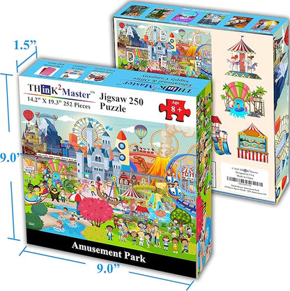 Think2Master Amusement Park 250 Pieces Jigsaw Puzzle Fun Educational Toy for Kids, School & Families. Great Gift for Boys & Girls Ages 8+ to Stimulate Learning. Size: 14.2” X 19.3”