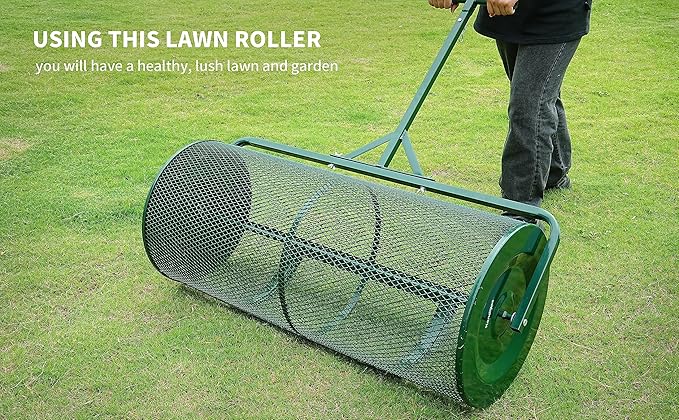Lawn & Garden Spreaders - 44 Inch Compost Spreader with Improved T Shape Handle - Spreader for Top Dressing Compost, Fertilizer, Mulch and Soil-Strong and Lightweight Material for Basket