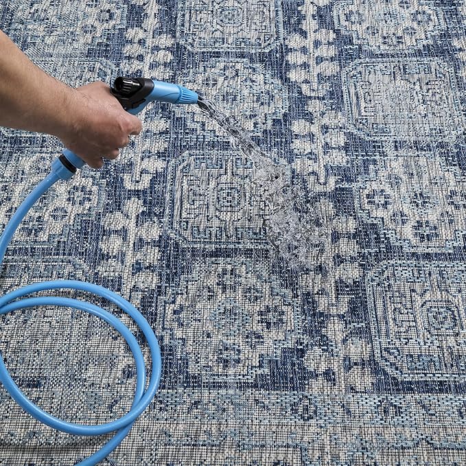 Keen Home Design Terrace Outdoor Area Rug - 8x10 Washable Indoor/Outdoor Rug for Patio, Kitchen, Balcony, Beach, Garden, Deck and Porch, Size: 7'7"x10'