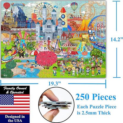 Think2Master Amusement Park 250 Pieces Jigsaw Puzzle Fun Educational Toy for Kids, School & Families. Great Gift for Boys & Girls Ages 8+ to Stimulate Learning. Size: 14.2” X 19.3”