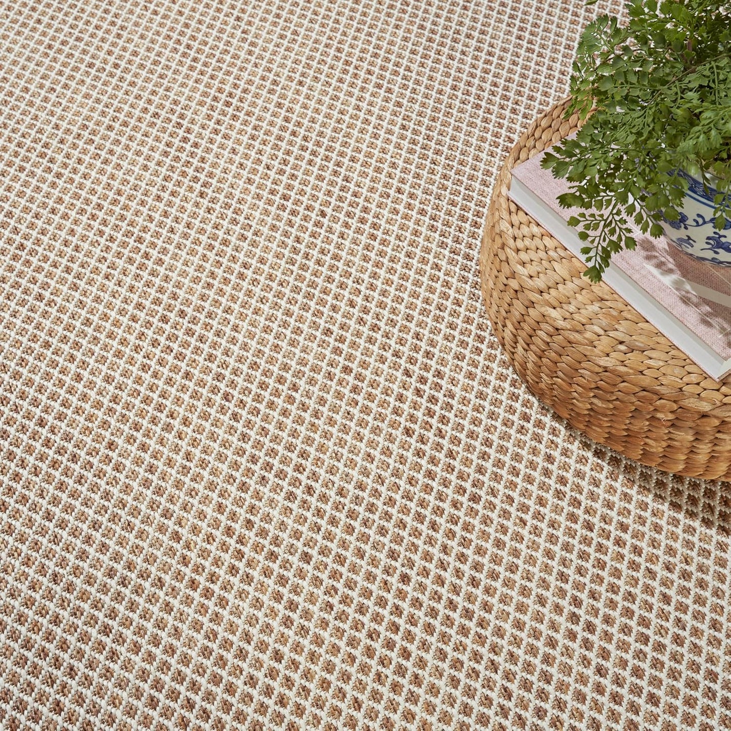 Nourison Home Courtyard Jute Ivory 8' x 10' Area Rug - Easy Clean, Non Shedding, Bed Room, Living Room, Dining Room, Kitchen (8' x 10')