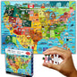 Think2Master United States Map 250 Pieces Jigsaw Puzzle Fun Educational Toy for Kids 8-10 10-12, School & Families. Great Gift for 8+ to Stimulate Learning of USA. Size: 14.2” X 19.3”