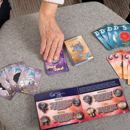 Celestial Buddies Cosmic Quad Quest Card Game w/ 30-Page Galaxy Guide | Space-Themed Rummy Fun Educational Game for 2-5 Players, Kids Ages 6+ | STEM Learning, Planets & Space Exploration