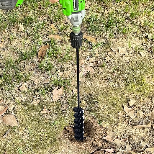 TCBWFY 2x32 Inch Auger Drill Bit for Planting - Long Handle Easy Planter Garden Auger - Bulb & Bedding Plant Augers - Post Hole Digger for 3/8”Hex Drive