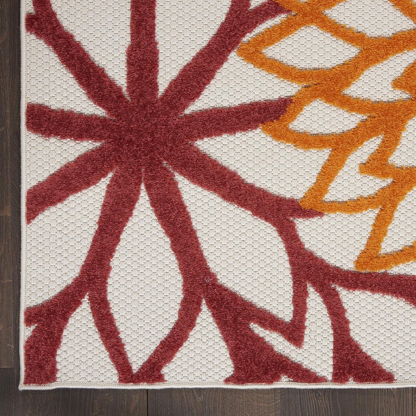 Nourison Home Aloha 6' Runner Red Multicolored Fabric Tropical Area Rug (6' Runner)