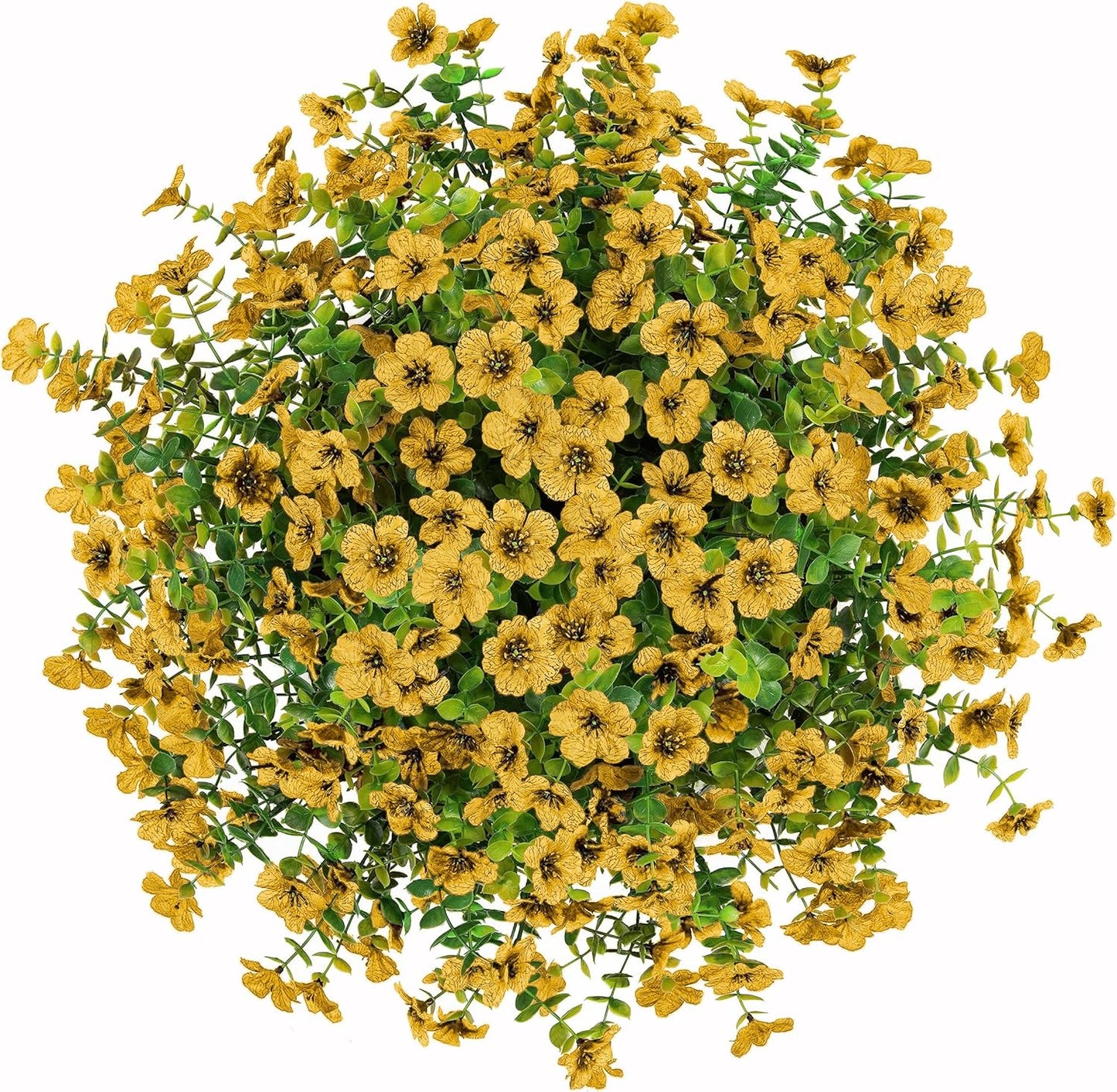 Artificial Fake Fall Hanging Mums Plants Flowers Basket for Outdoor, Autumn Faux Silk Yellow Daisy in Hang Planter Look Real UV Resistant for Porch Home Patio Balcony Yard Decor