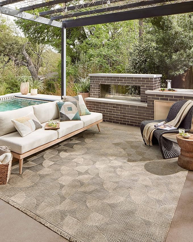 Loloi Dawn Collection Indoor/Outdoor DAW-08 Beige 7'-8" x 10' Area Rug