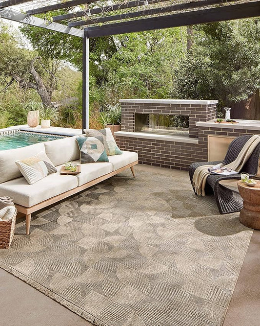 Loloi Dawn Collection Indoor/Outdoor DAW-08 Beige 7'-8" x 10' Area Rug