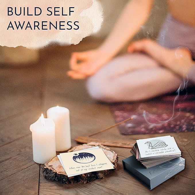 RYVE 52 Empowering Question Cards for Mindfulness, Meditation and Therapy - Self Care, Self Reflection & Positive Affirmation Cards for Women, Mindfulness, Self Love, Self Care Gifts for Women