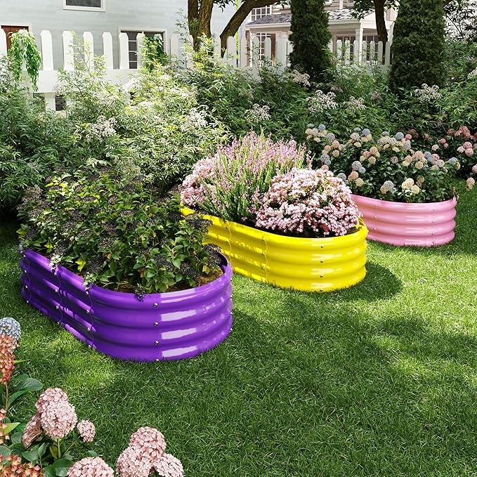 Raised Garden Bed for Gardening Garden Raised Planter Box Outdoor 4x2x1ft Galvanized Planter Raised Garden Bed