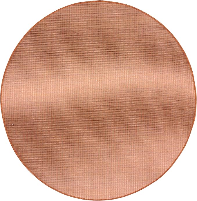 Nourison Positano Indoor/Outdoor Terracotta 6' x Round Area Rug, Easy Cleaning, Non Shedding, Bed Room, Living Room, Dining Room, Backyard, Deck, Patio (6 Round)