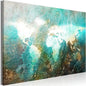 artgeist Textured Canvas Wall Art World Map 24x16 in - 1pcs Painting Canvas Prints Picture Artwork Image Framed Contemporary Modern Photo Wall Home Blue Brown Abstract k-A-0509-b-a