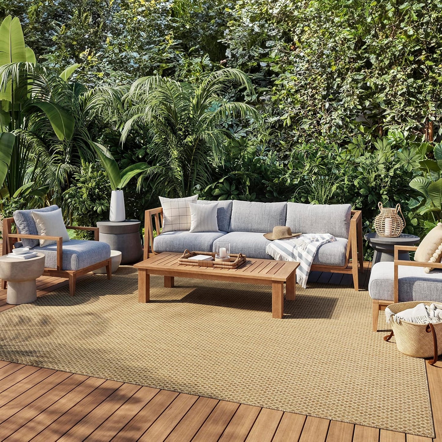 Nourison Home Courtyard Jute 8' x 10' Area Rug - Easy Clean, Non Shedding, Bed Room, Living Room, Dining Room, Kitchen (8' x 10')