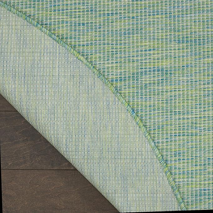 Nourison Positano Indoor/Outdoor Blue/Green 6' x Round Area Rug, Easy Cleaning, Non Shedding, Bed Room, Living Room, Dining Room, Backyard, Deck, Patio (6 Round)
