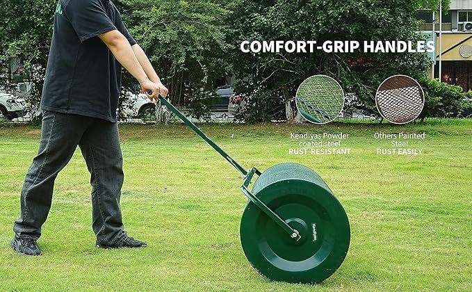 Lawn & Garden Spreaders - 44 Inch Compost Spreader with Improved T Shape Handle - Spreader for Top Dressing Compost, Fertilizer, Mulch and Soil-Strong and Lightweight Material for Basket