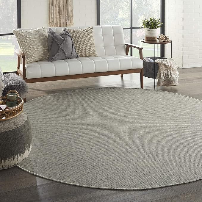 Nourison Home Positano 8' x Round Light Gray Fabric Modern Area Rug (8' Round)