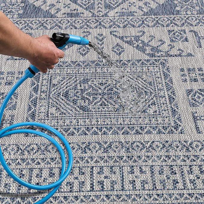 Keen Home Design Terrace Outdoor Area Rug - 8x10 Washable Indoor/Outdoor Rug for Patio, Kitchen, Balcony, Beach, Garden, Deck and Porch, Size: 7'7"x10'