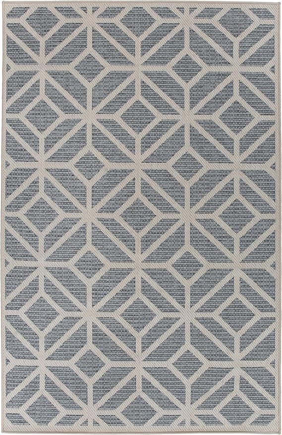 Rugshop Contemporary Geometric Design for Patio Rugs,Deck Rugs,Balcony Rugs Indoor/Outdoor Area Rug 5' x 7' Blue