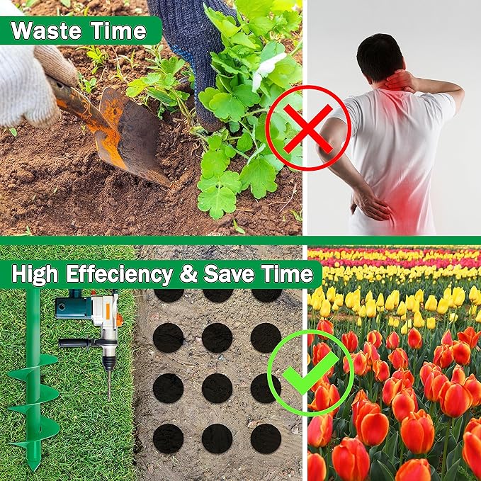 Auger Drill Bit for Planting, 4x25Inch Garden Earth Auger, Spiral Drill Hole Rapid Planter Seedling & Bedding Plant,Ground Planting Drill Bit Auger Post Hole Digger for 3/8''Hex Drive Drill