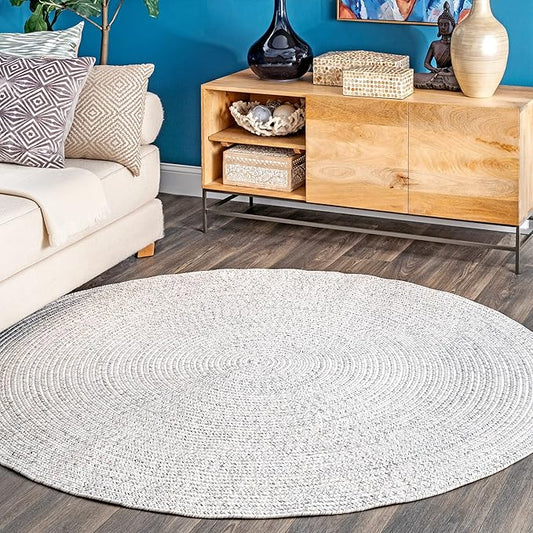 nuLOOM Oval 3' x 5' Solid Hand Braided Indoor/Outdoor Area Rug, Pet-Friendly, High Traffic, Weather Resistant, for Patio, Balcony, Bedroom, Living, Dining Room, Wynn Ivory