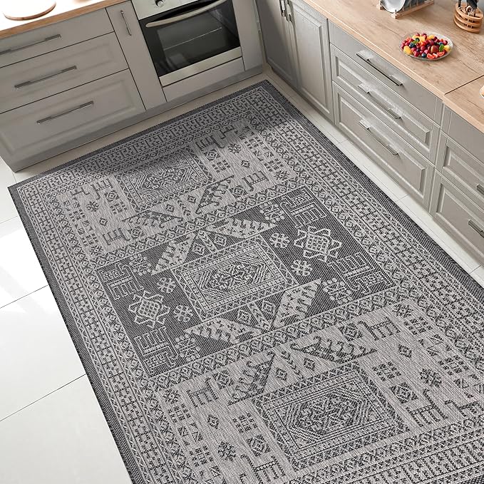 Keen Home Design Terrace Outdoor Area Rug - 6x9 Washable Indoor/Outdoor Rug for Patio, Kitchen, Balcony, Beach, Garden, Deck and Porch, Size: 6'x8'10"