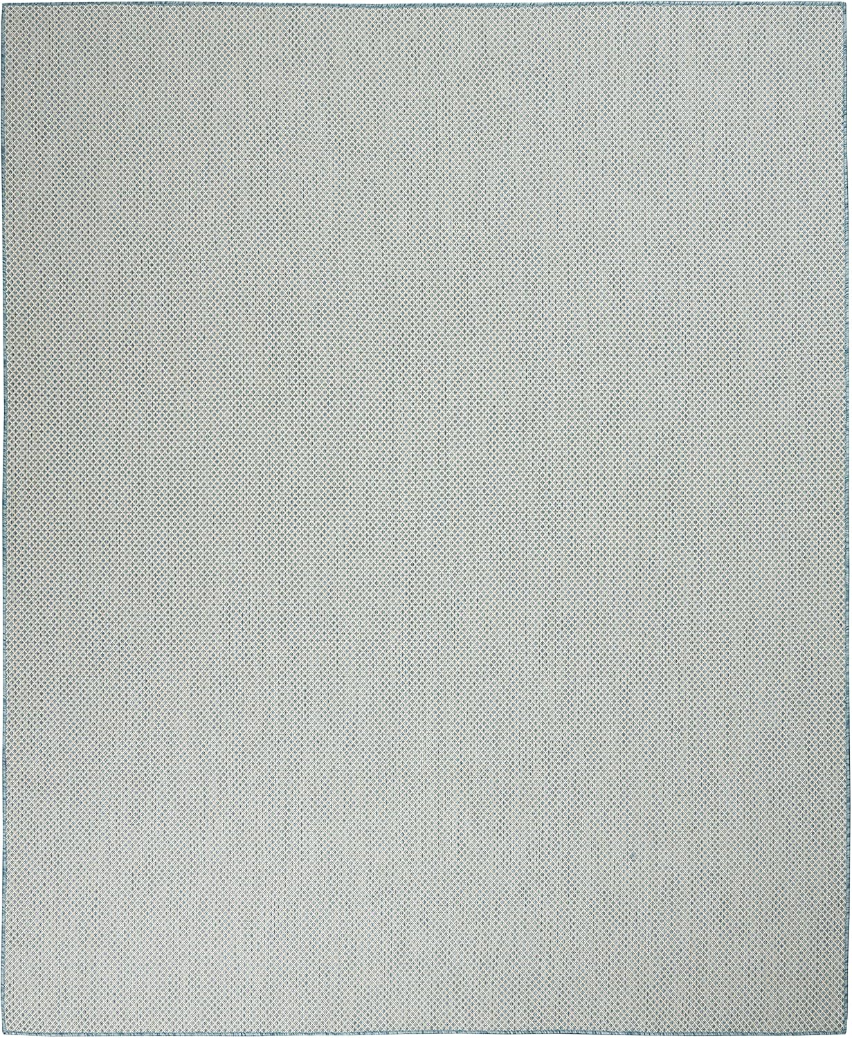 Nourison Courtyard Indoor/Outdoor Ivory Aqua 8' x 10' Area Rug, Geometric, Easy Cleaning, Non Shedding, Bed Room, Living Room, Dining Room, Deck, Patio, Backyard (8x10)