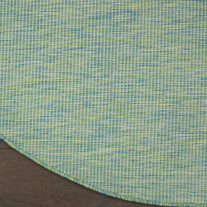Nourison Positano Indoor/Outdoor Blue/Green 6' x Round Area Rug, Easy Cleaning, Non Shedding, Bed Room, Living Room, Dining Room, Backyard, Deck, Patio (6 Round)