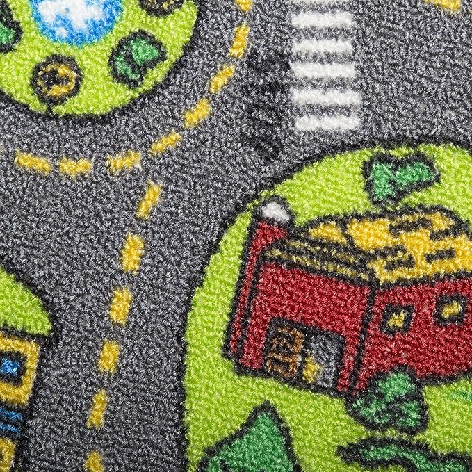 Kids Carpet Playmat Rug City Life Great for Playing with Cars and Toys - Play Learn and Have Fun Safely - Kids Baby Children Educational Road Traffic Play Mat for Bedroom Play Room Game Safe Area
